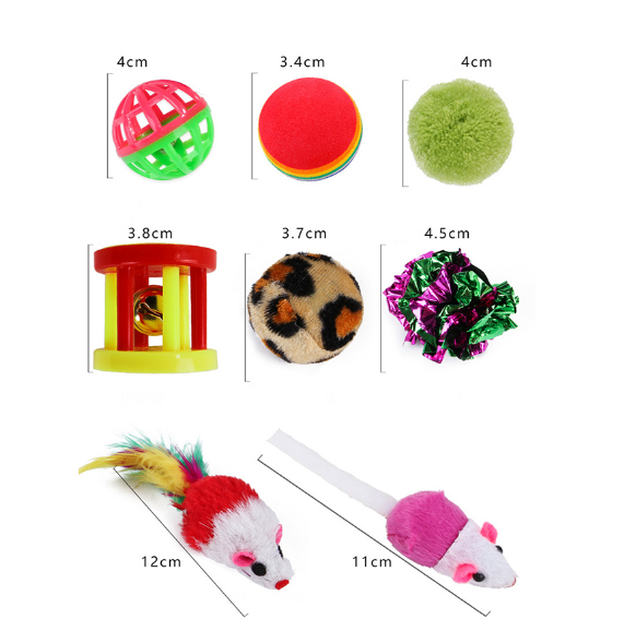 Cat Toy Set for Indoor Cats Variety Pack (Wand, Mouse, Ball & Teaser Toys) 20-Piece Set