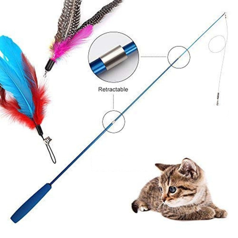 Extendable Cat Teaser Wand Toy for Indoor Cats Exercise & Play