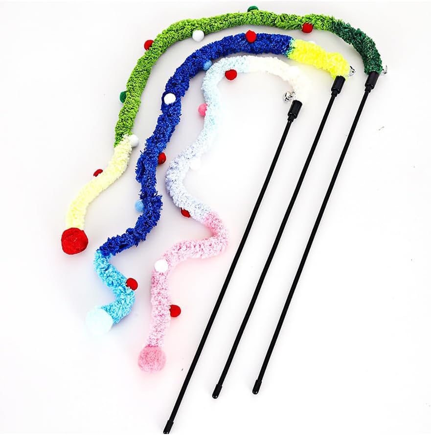 Rainbow Ribbon Cat Wand Toy for Indoor Cats Interactive Play
