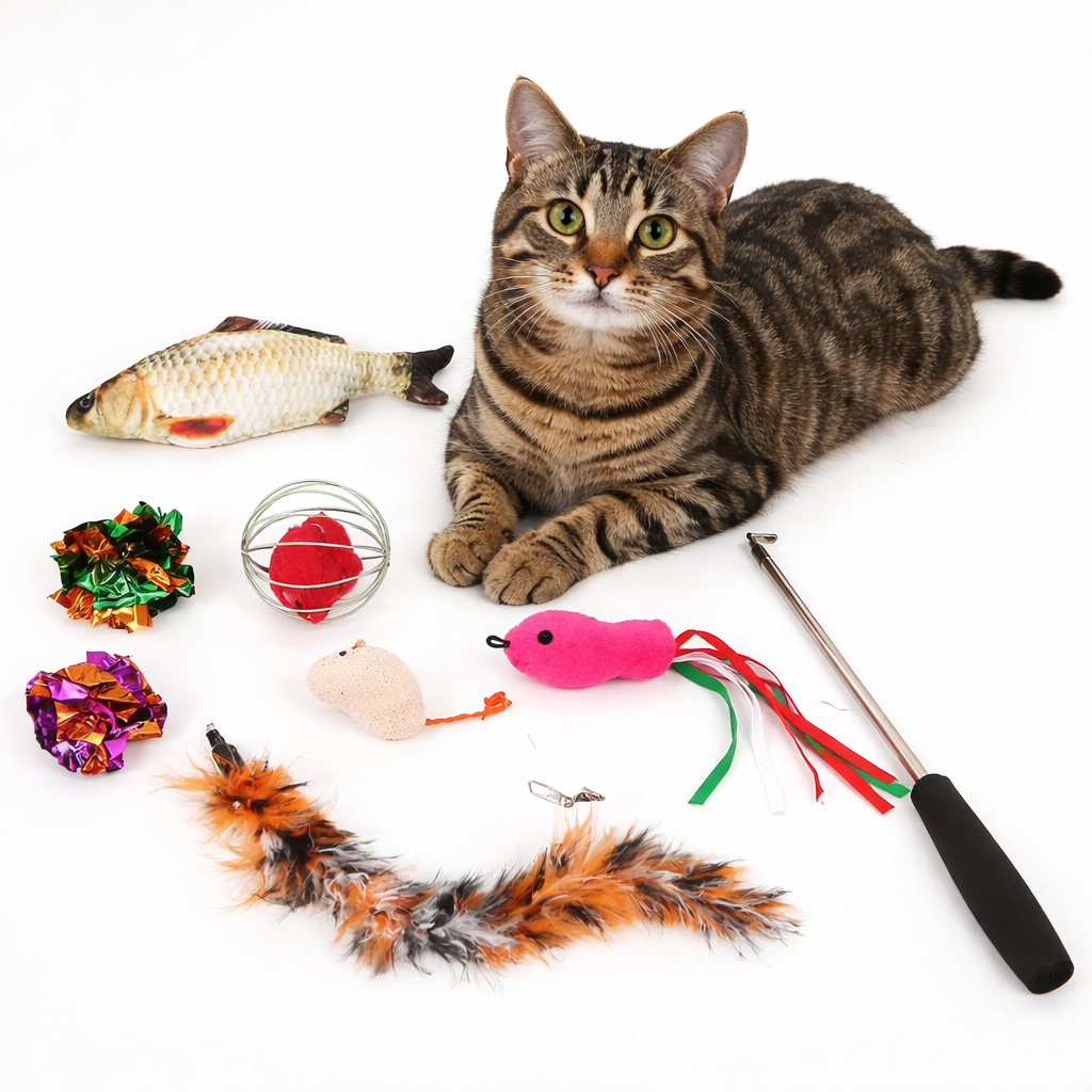 Interactive Cat Wand Toy with Telescopic Rod & Catnip Fish for Indoor Cats