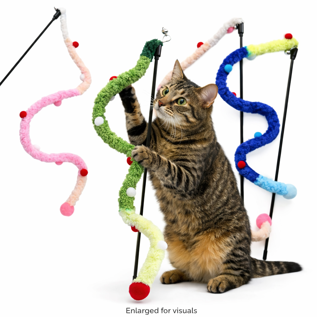 Rainbow Ribbon Cat Wand Toy for Indoor Cats Interactive Play