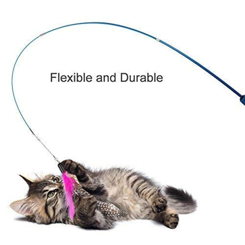 Extendable Cat Teaser Wand Toy for Indoor Cats Exercise & Play
