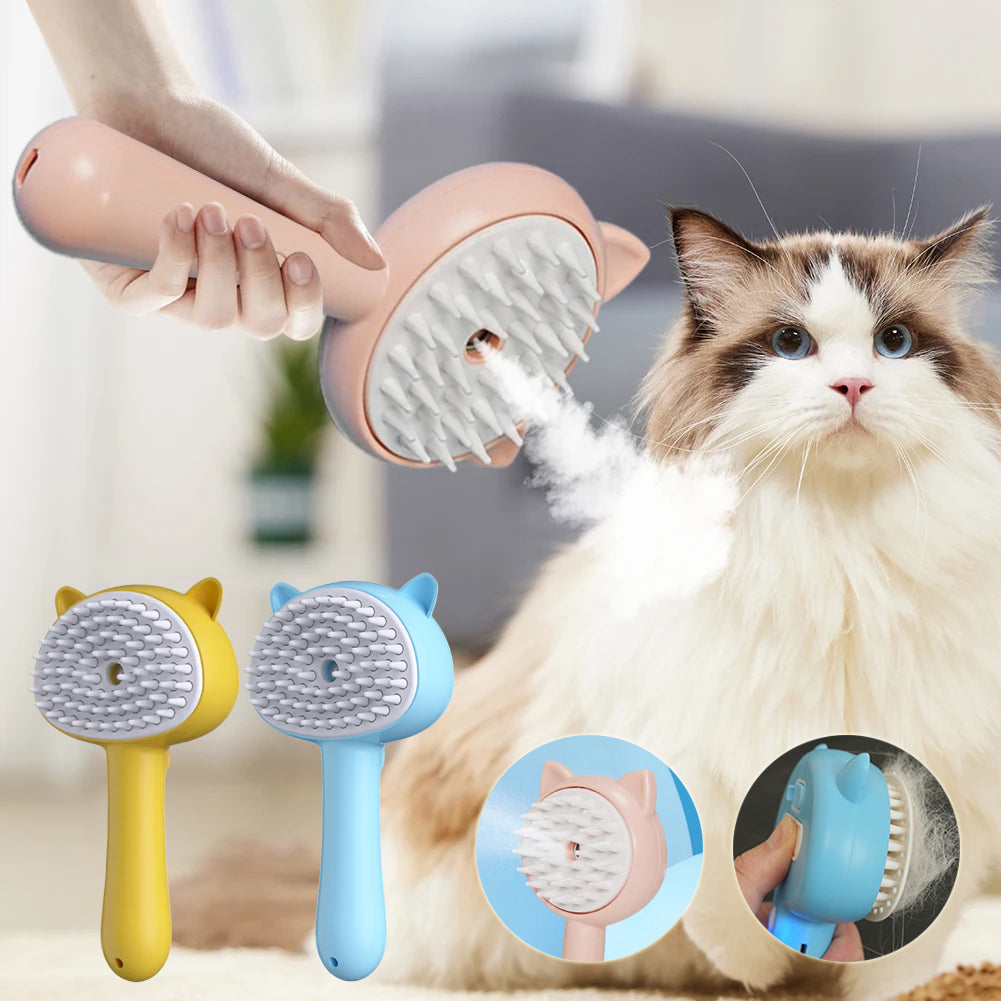 Self Cleaning Cat Grooming Brush with Mist Spray for Shedding & Hair Removal