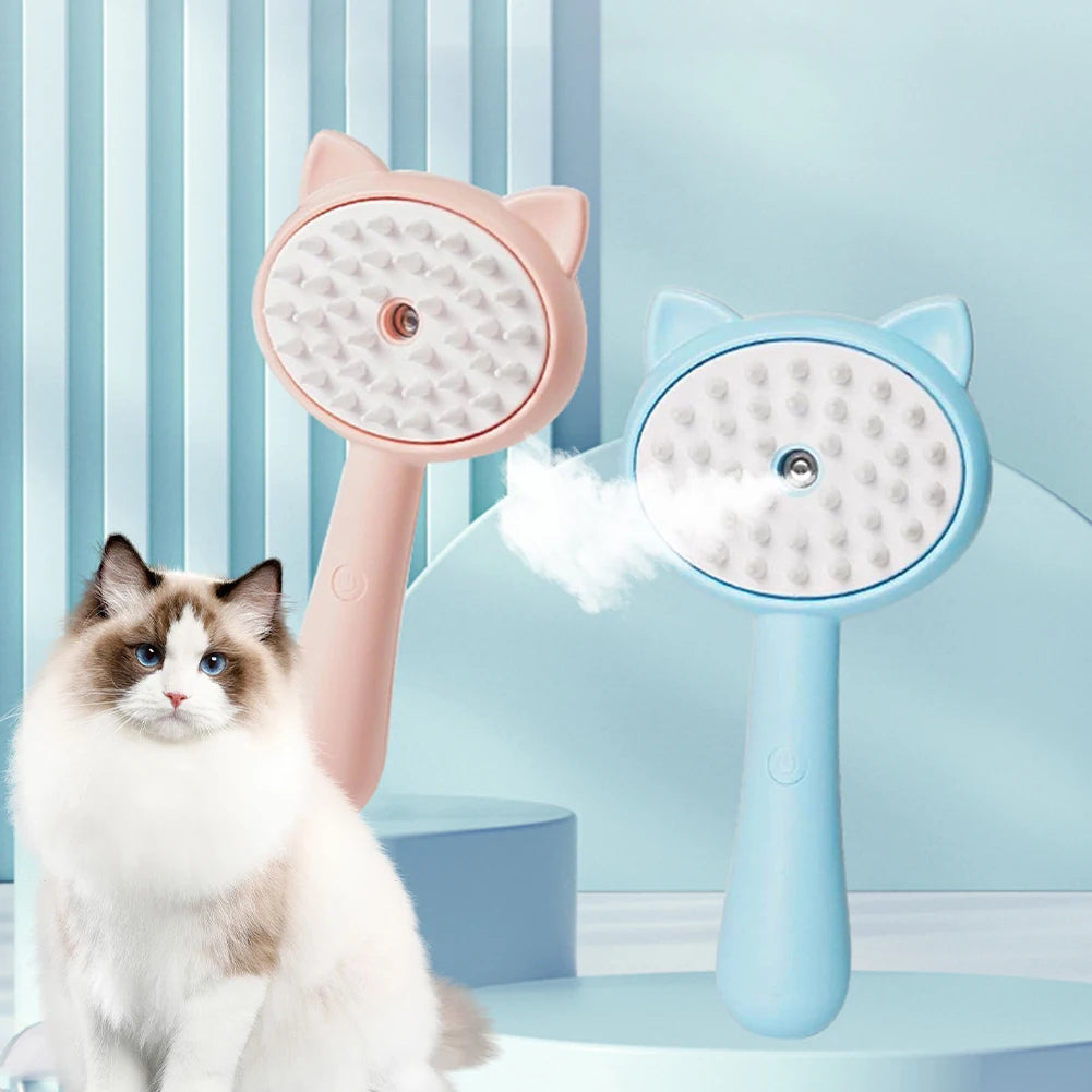 Self Cleaning Cat Grooming Brush with Mist Spray for Shedding & Hair Removal