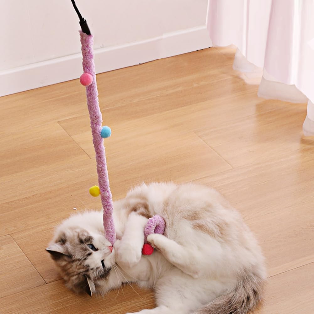 Rainbow Ribbon Cat Wand Toy for Indoor Cats Interactive Play